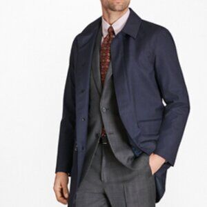 Brooks Brothers Herringbone Trench Coat in Navy Blue 42R